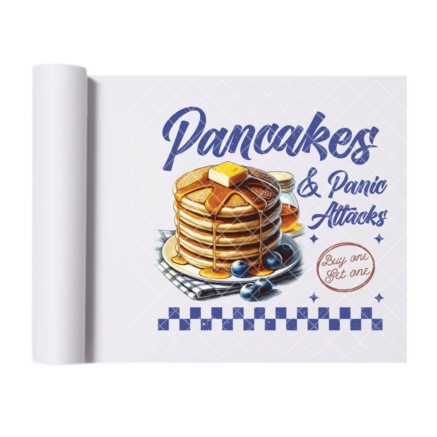 Pancakes And Panic Attacks - Direct Print Film Transfer for T-Shirts, Cotton, Polyester & Blends - High-Quality Print