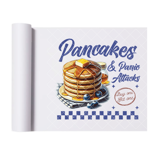 Pancakes And Panic Attacks - Direct Print Film Transfer for T-Shirts, Cotton, Polyester & Blends - High-Quality Print