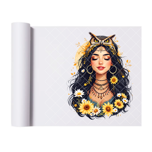 Owl Queen - Ready To Press Print Transfer for Apparel, Cotton, Polyester & Blends - High-Quality Print- Commercial Grade
