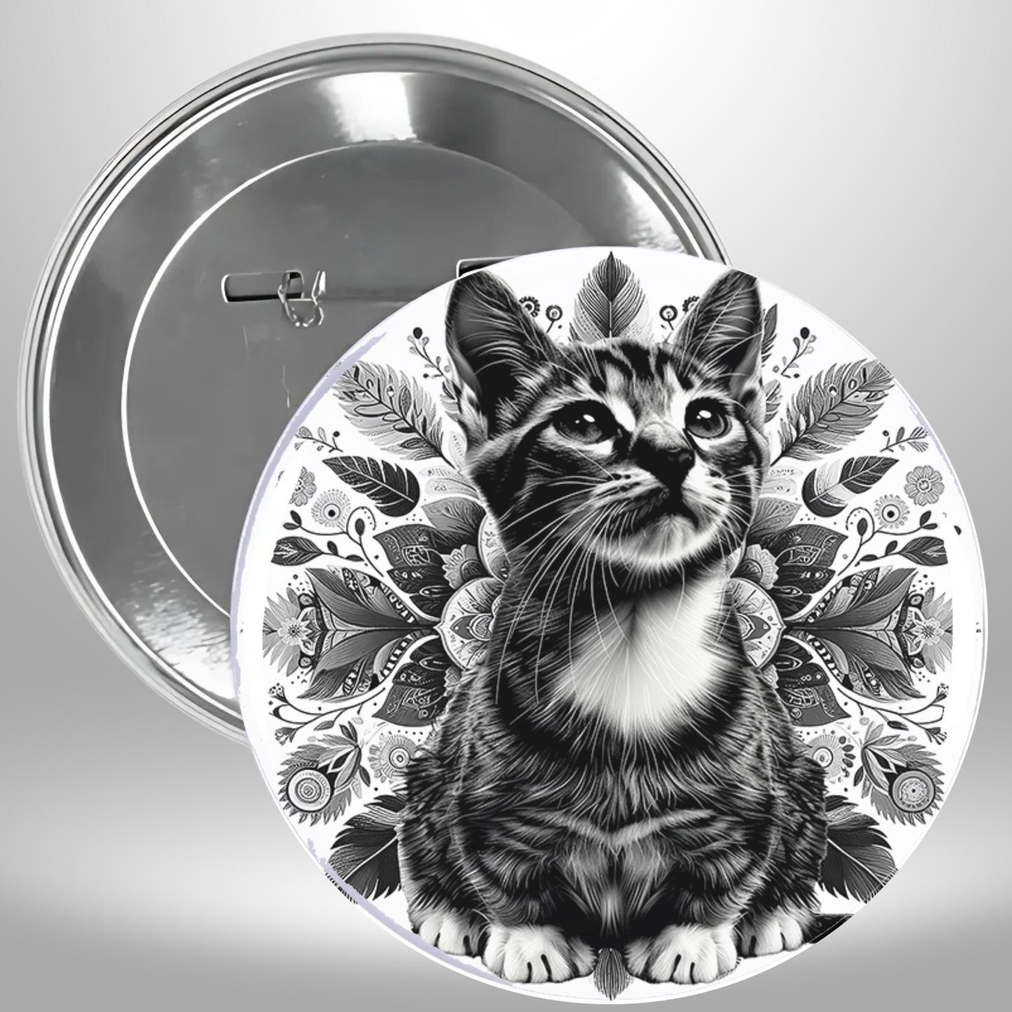 Bw Cat Pinback Button