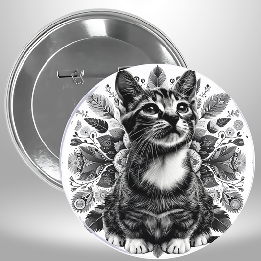 Bw Cat Pinback Button