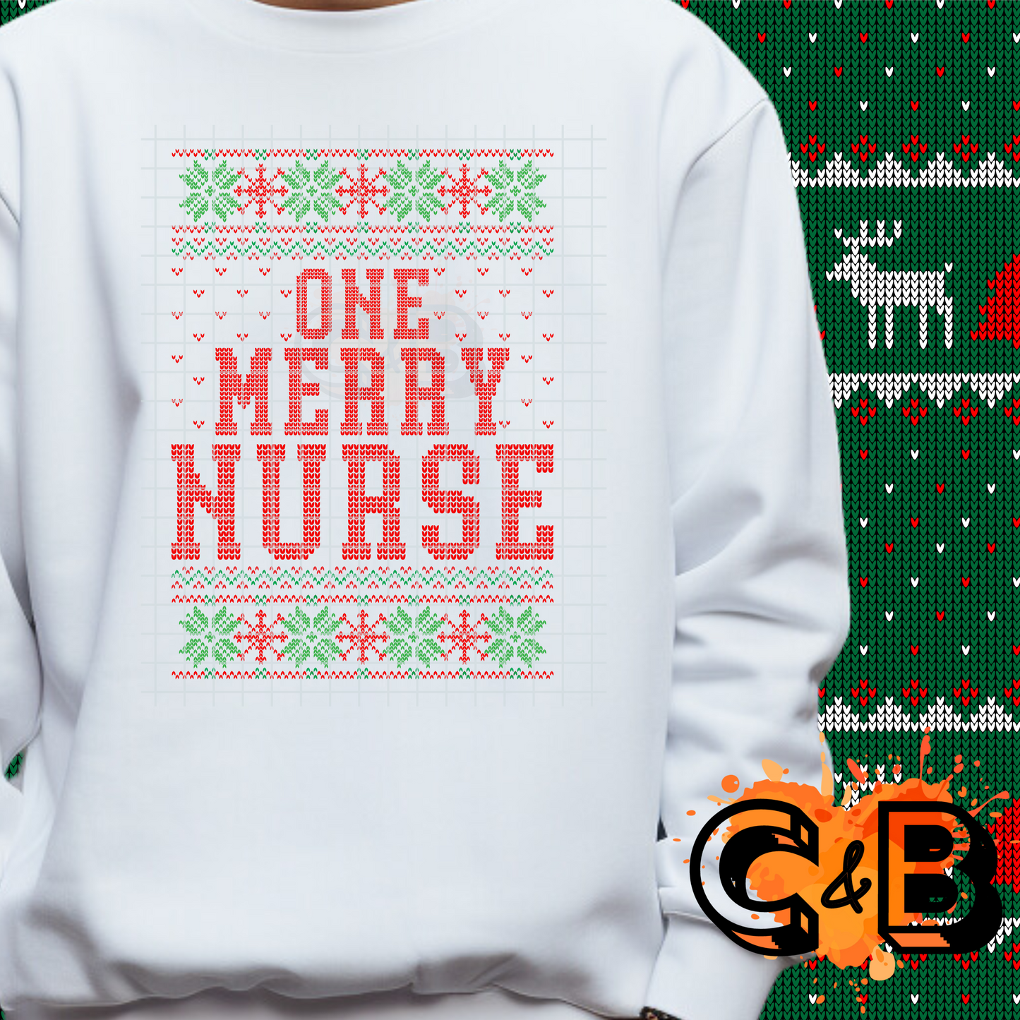 One Merry Nurse Ugly Sweater PNG