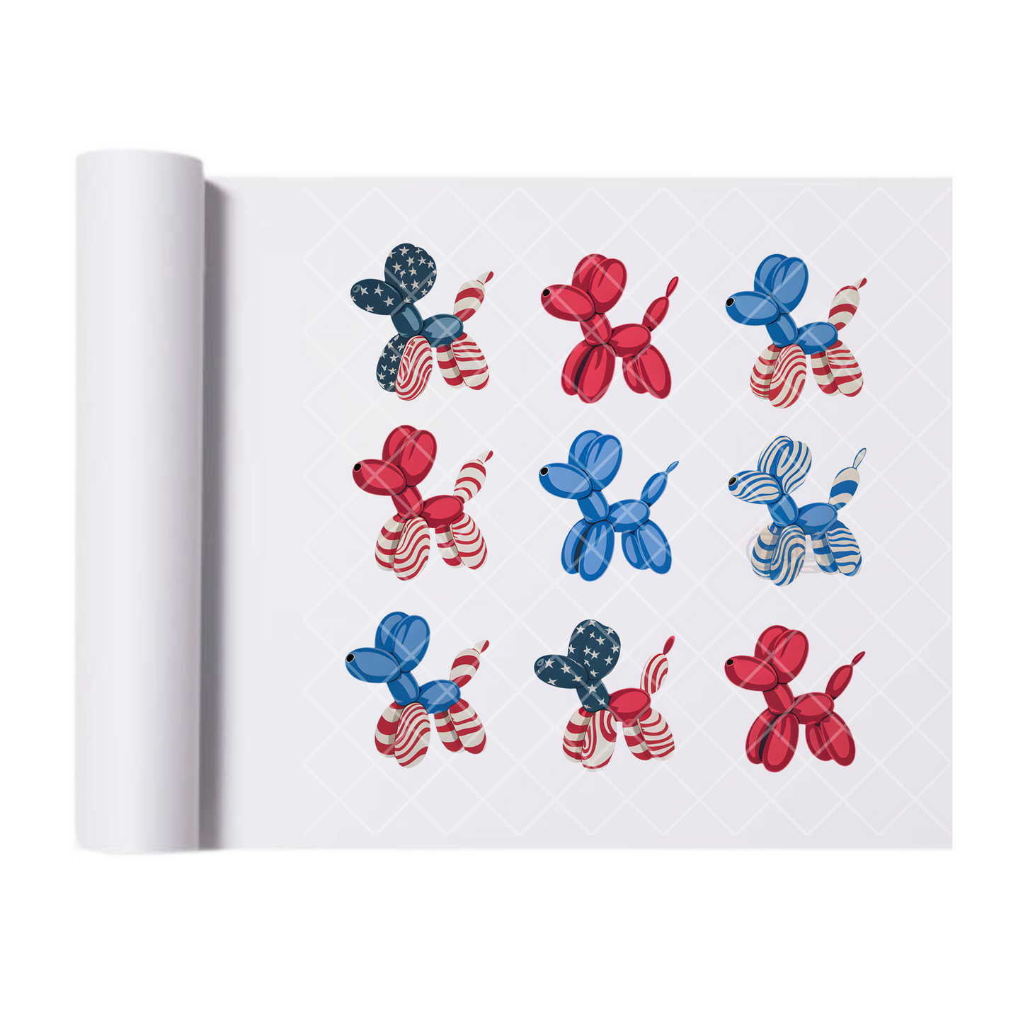Balloon Dog American Flag - Direct Print Film Transfer for T-Shirts, Cotton, Polyester & Blends - High-Quality Print