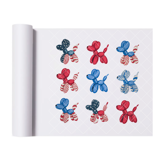 Balloon Dog American Flag - Direct Print Film Transfer for T-Shirts, Cotton, Polyester & Blends - High-Quality Print