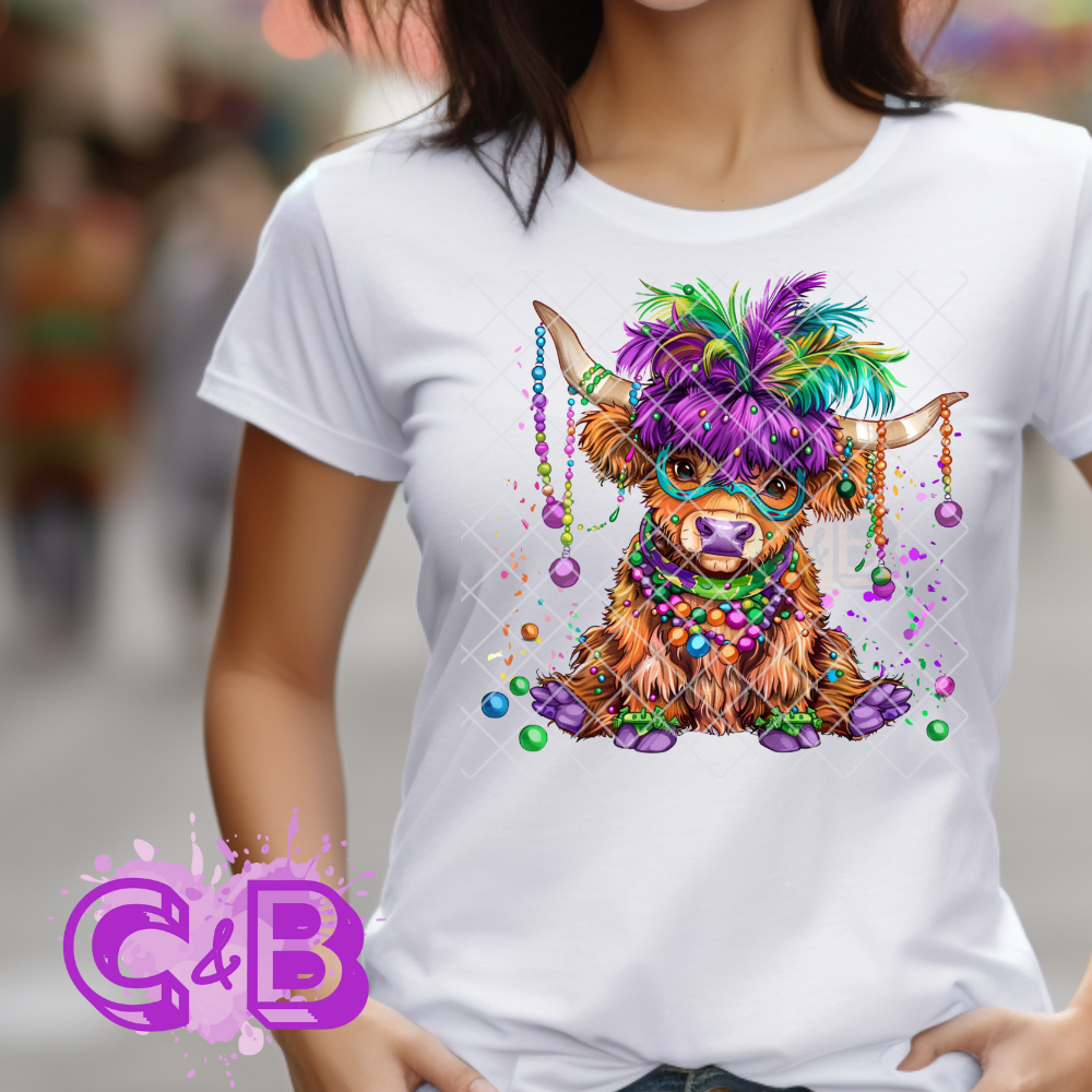 Mardi Gras steer DTF film t shirt transfer