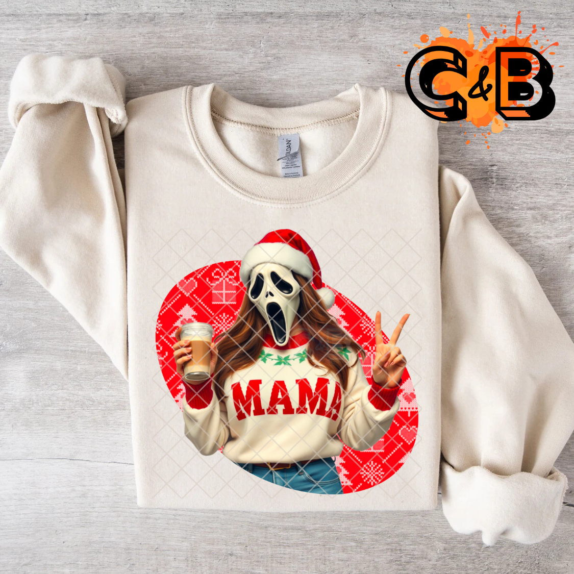 Ghostface christmas mama red film t shirt transfer