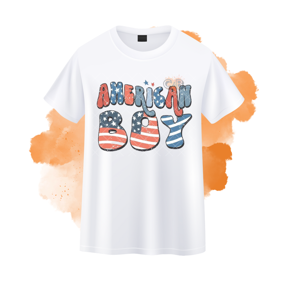 American Boy Flag Wording T-Shirt