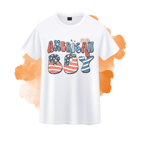 American Boy Flag Wording T-Shirt