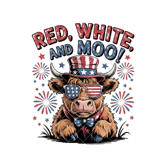 Red White And Moo Highland Cow PNG