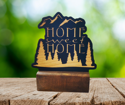 Home Sweet Home Handcrafted CNC Carved Wooden Decor – Rustic Home Accent
