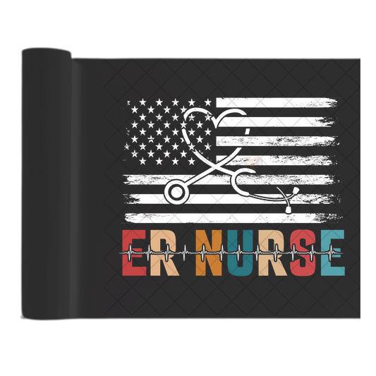 ER Nurse American Flag - Direct Print Film Transfer for T-Shirts, Cotton, Polyester & Blends - High-Quality Print