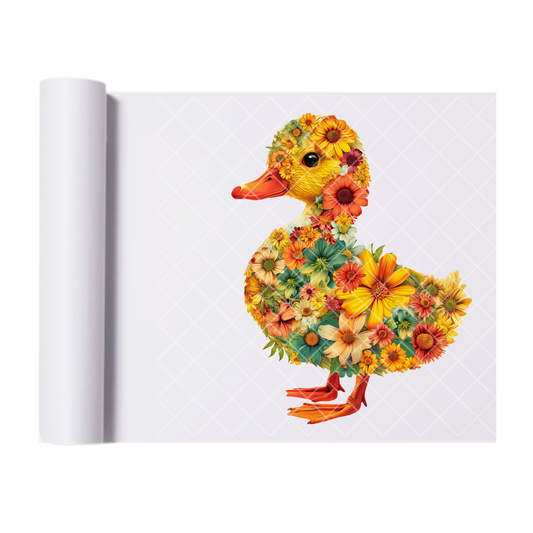Floral Duck - Direct Print Film Transfer for Trendy T-Shirts, Cotton, Polyester & Blends - High-Quality Print