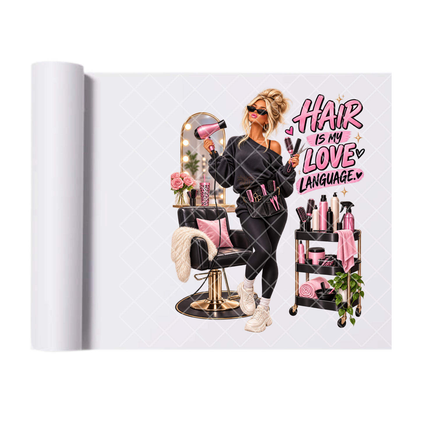 Hair Is My Love Language Blonde - Direct Print Film Transfer for T-Shirts, Cotton, Polyester & Blends - High-Quality Print