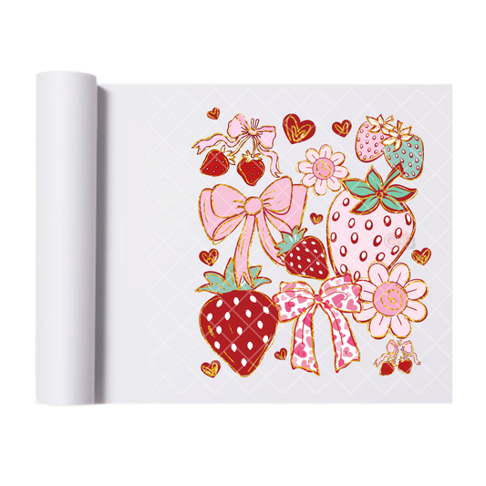 Strawberry Shortcake Inspired Pattern - Direct Print Film Transfer for T-Shirts, Cotton, Polyester & Blends - High-Quality Print