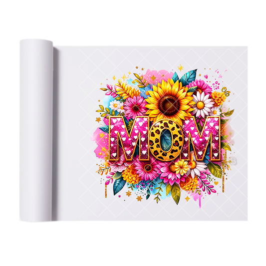 Mom Sunflower Pink Polkadot  - Direct Print Film Transfer for T-Shirts, Cotton, Polyester & Blends - High-Quality Print