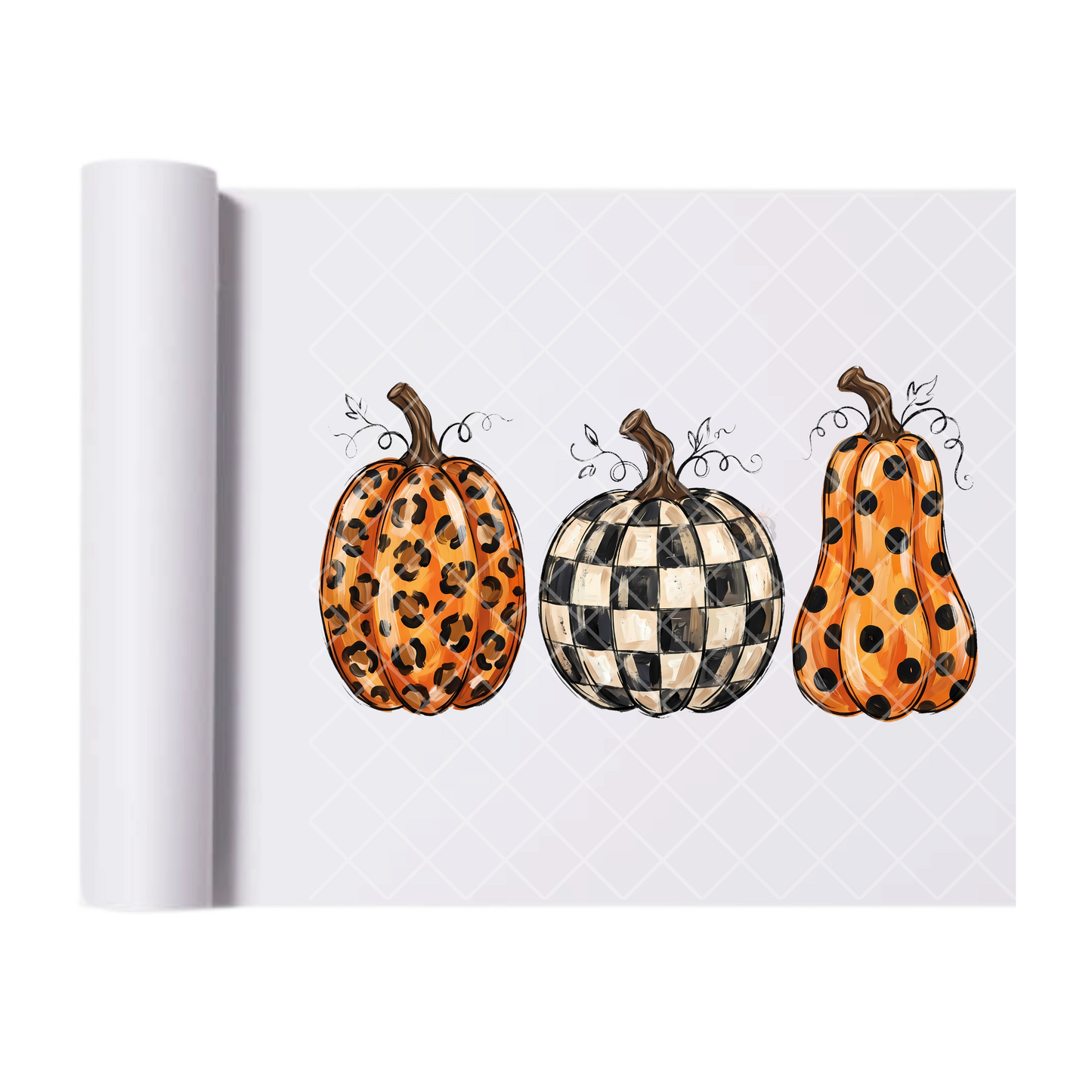 Three Preppy Pumpkins - Ready To Press Print Transfer for Apparel, Cotton, Polyester & Blends - High-Quality Print- Commercial Grade