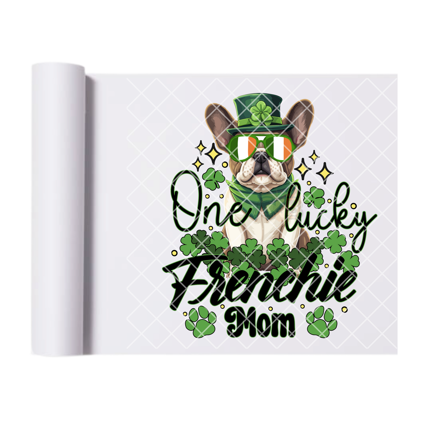 One Lucky Frenchie - Direct Print Film Transfer for T-Shirts, Cotton, Polyester & Blends - High-Quality DTF Print