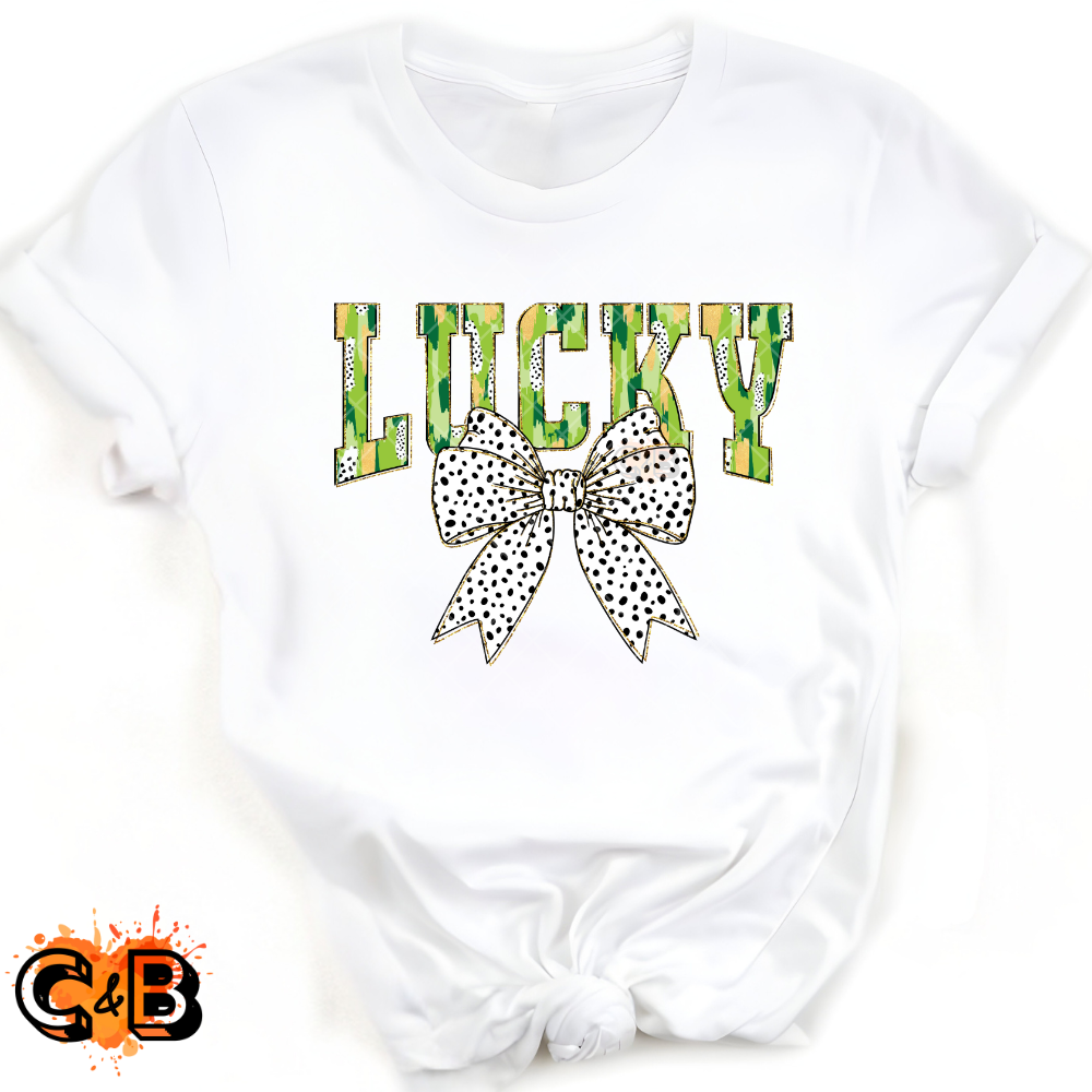 Dot Bow With Lucky Green PNG