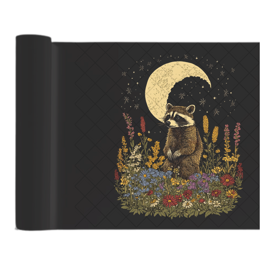 Raccoon Moon - Ready To Press Print Transfer for Apparel, Cotton, Polyester & Blends - High-Quality Print- Commercial Grade