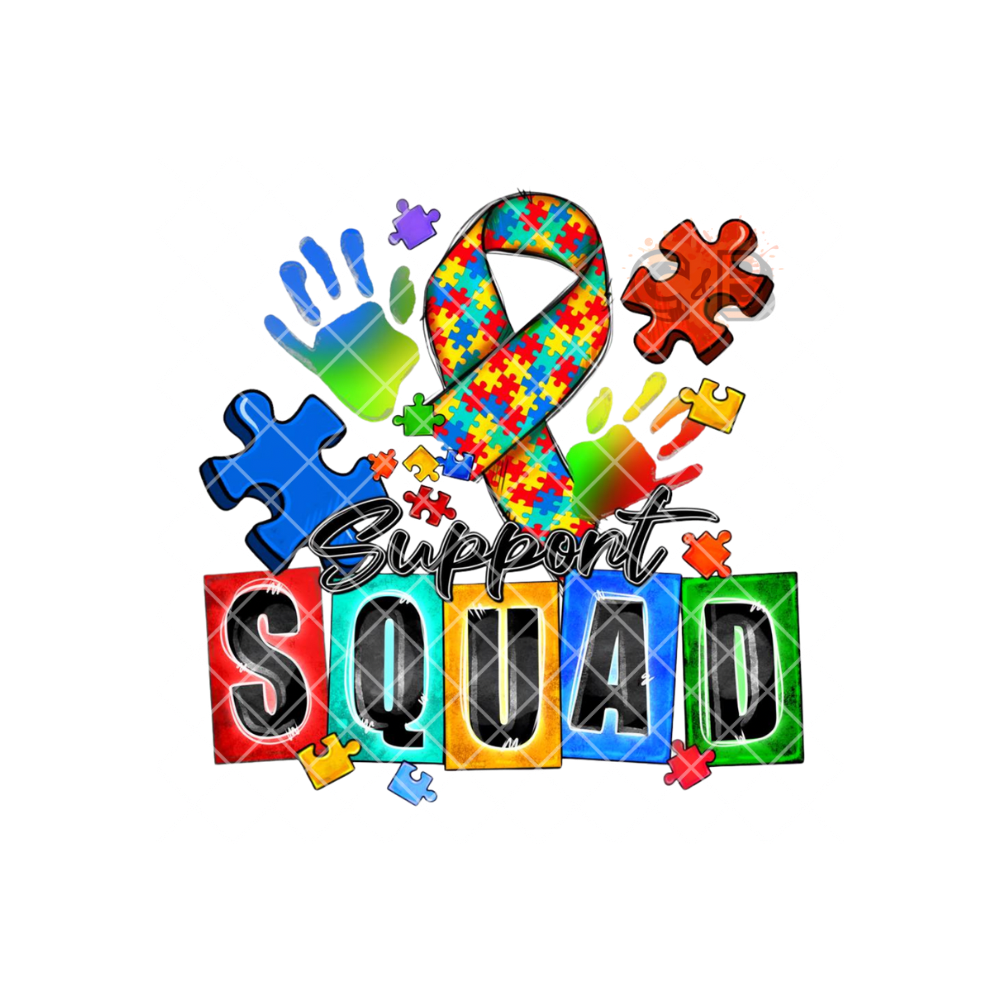 Support Squad Ribbon Autism Awareness PNG