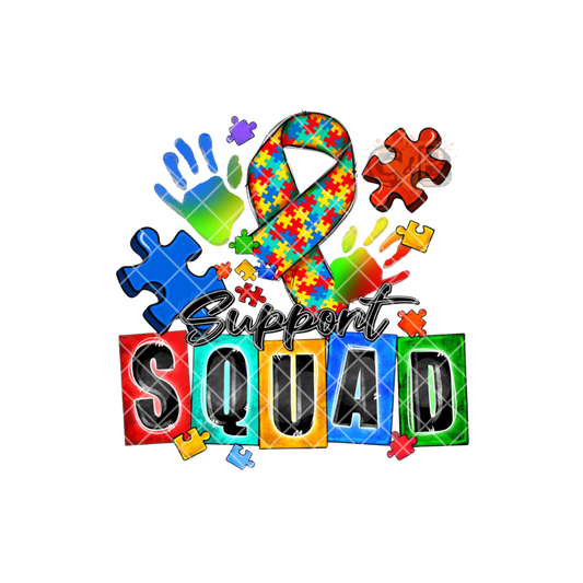 Support Squad Ribbon Autism Awareness PNG