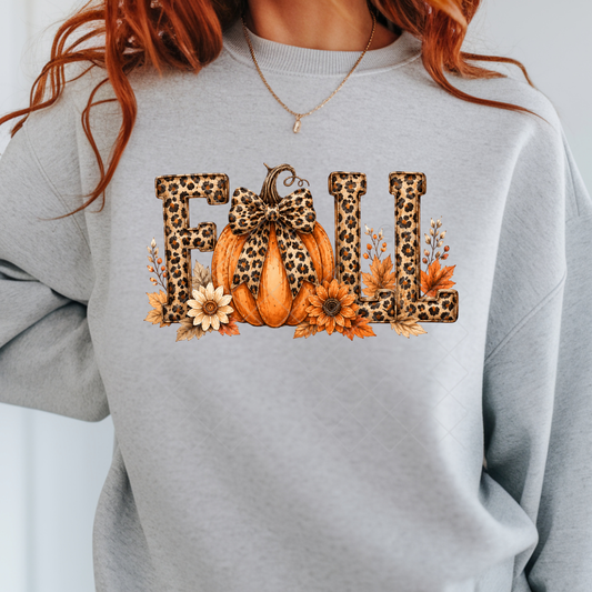 Leopard Print Fall and Pumpkin - Premium Graphic T-Shirt for Casual Wear