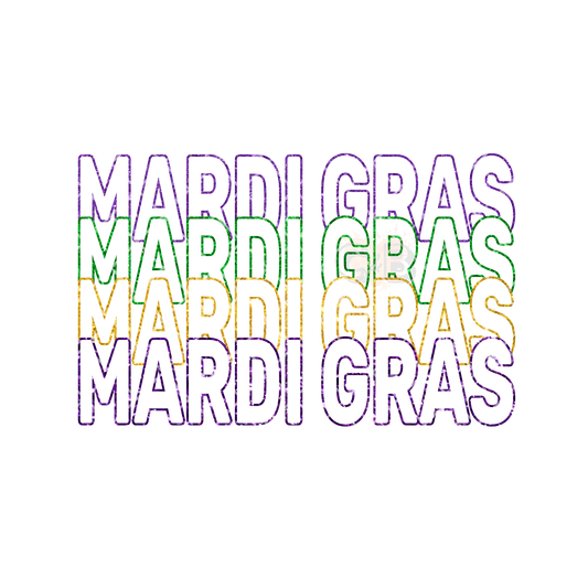 Mardi Gras font set in hollow PNG