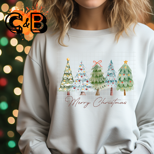 Merry Christmas Line Of Trees T-Shirt