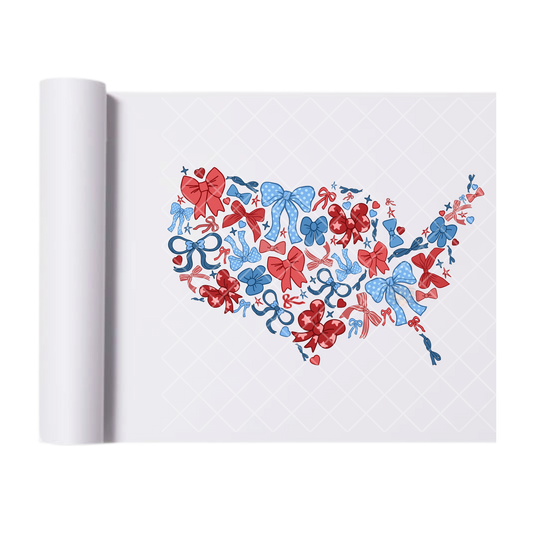 Ribbon Bow America Silhouette - Direct Print Film Transfer for T-Shirts, Cotton, Polyester & Blends - High-Quality Print