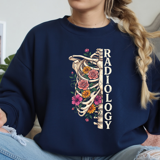 Radiology Florals Bones - Premium Graphic T-Shirt for Casual Wear