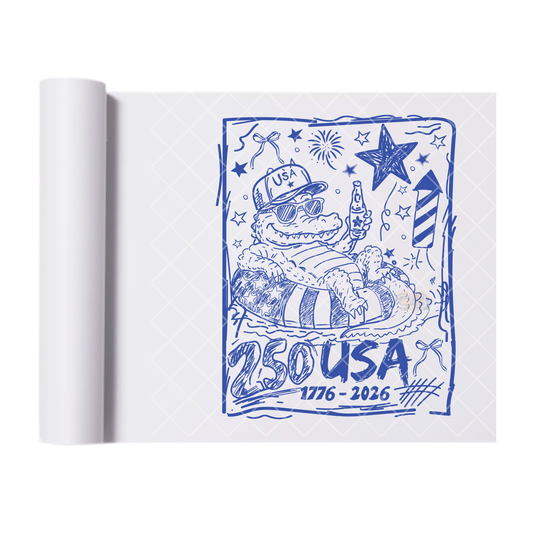 250 USA Gator Doodle - Direct Transfer Print, Ready To Press For T-Shirts, Cotton, Polyester & Blends - Tshirt Business Quality