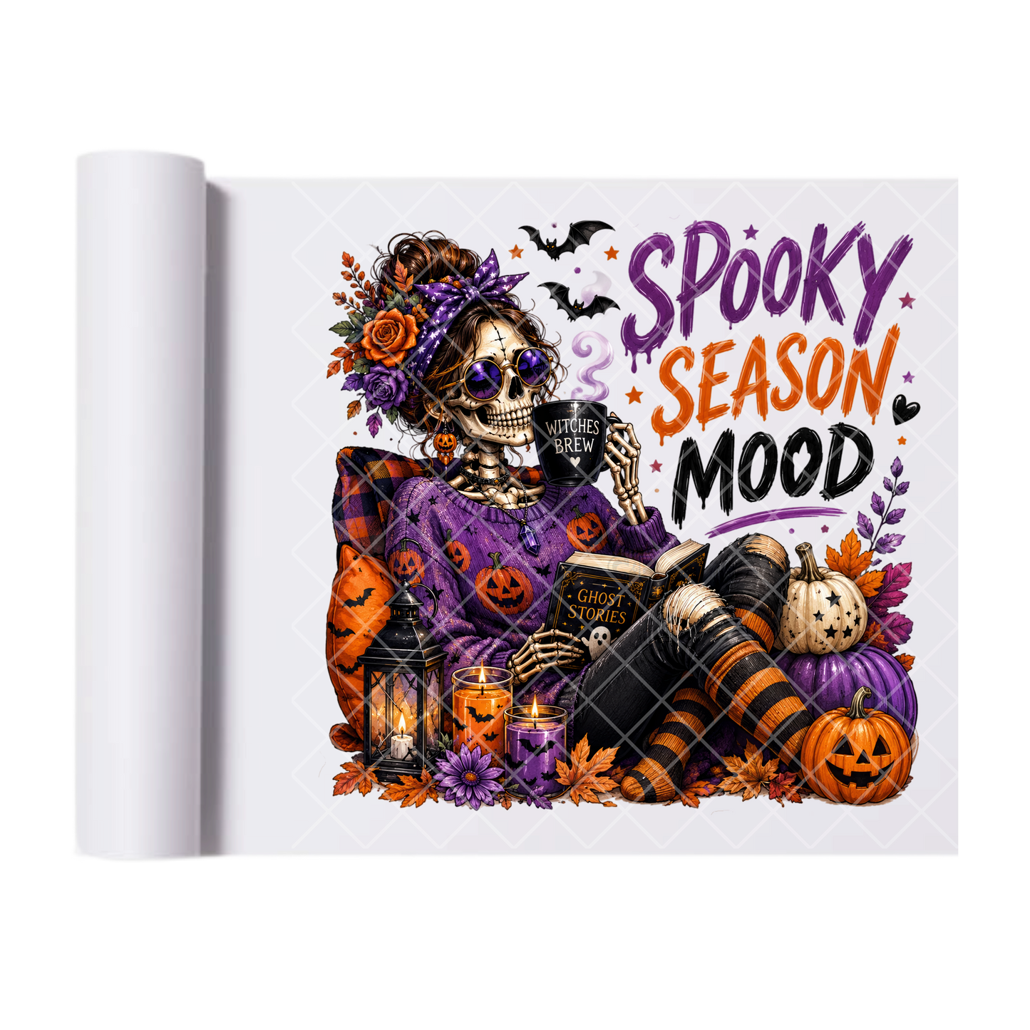 Spooky Season Mood Gal - Ready To Press Print Transfer for Apparel, Cotton, Polyester & Blends - High-Quality Print- Commercial Grade