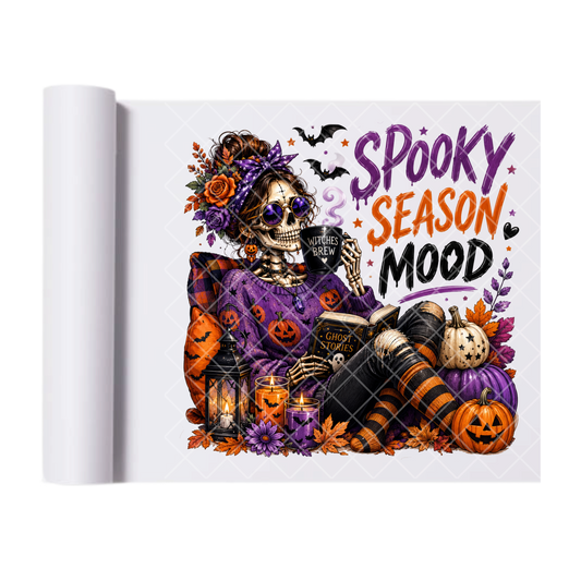 Spooky Season Mood Gal - Ready To Press Print Transfer for Apparel, Cotton, Polyester & Blends - High-Quality Print- Commercial Grade