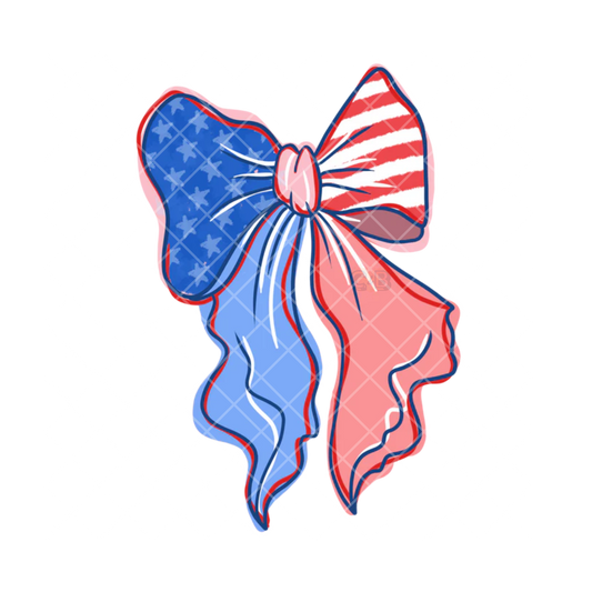 American Flag Doodled Bow PNG File