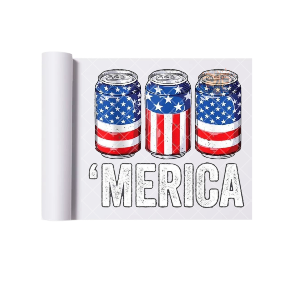 Merica Flag Cans DTF Transfer