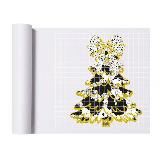 Christmas Tree White & Gold Bow DTF Transfer