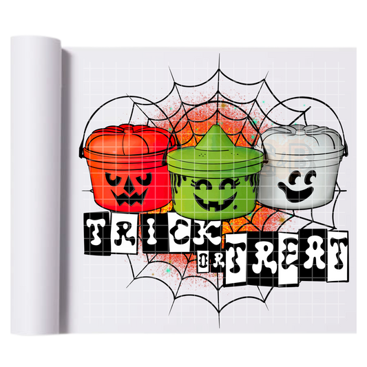 Trick Or Treat Buckets Spider Web DTF Transfer