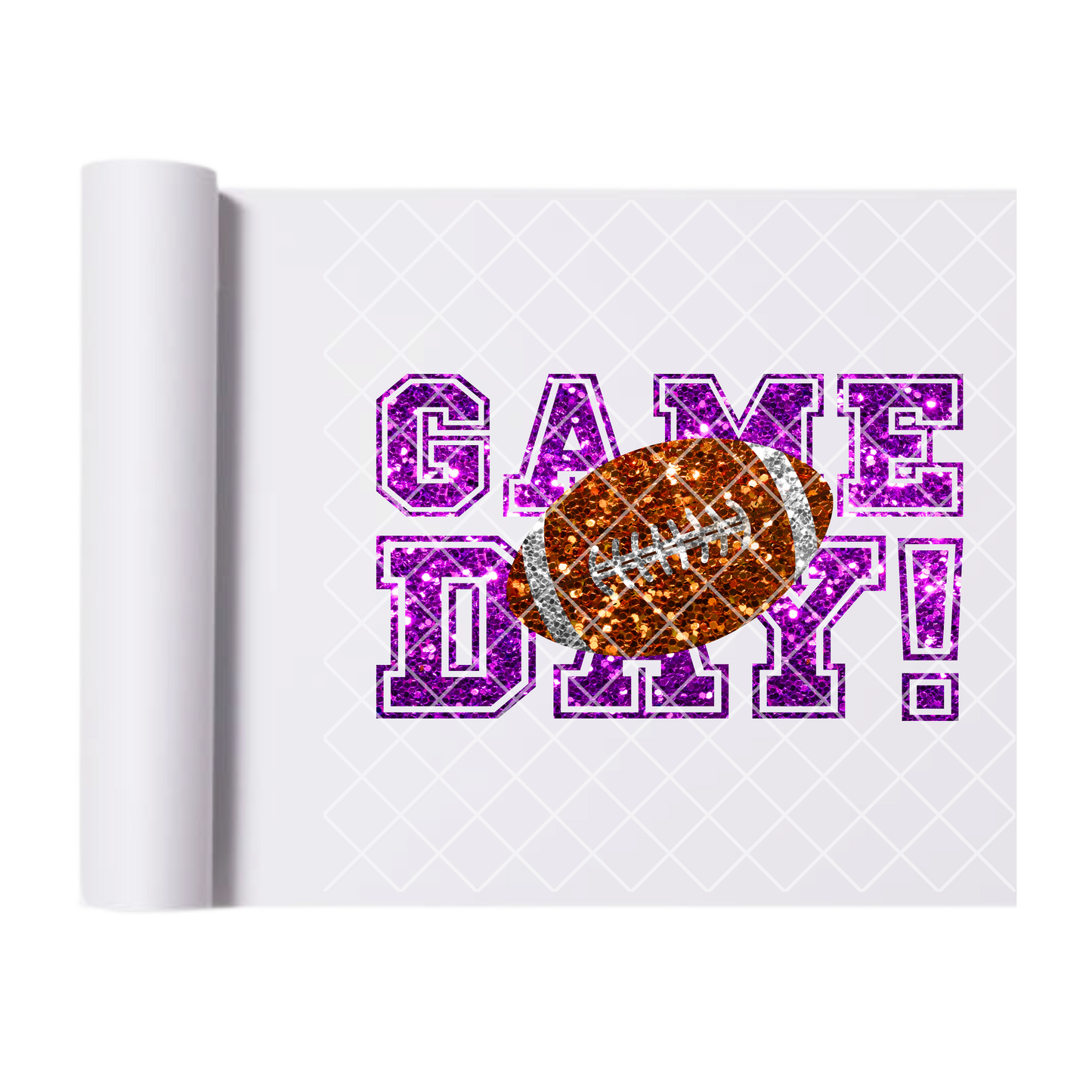 Glitter game day football purple font DTF film t shirt transfer
