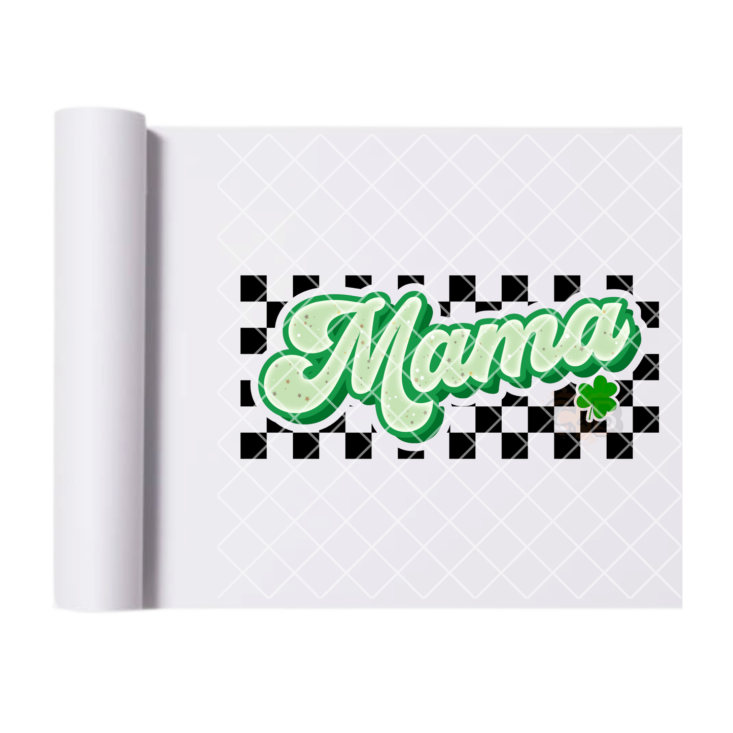 Mama St. Patrick’s Checkered - Direct Print Film Transfer for T-Shirts, Cotton, Polyester & Blends - High-Quality DTF Print