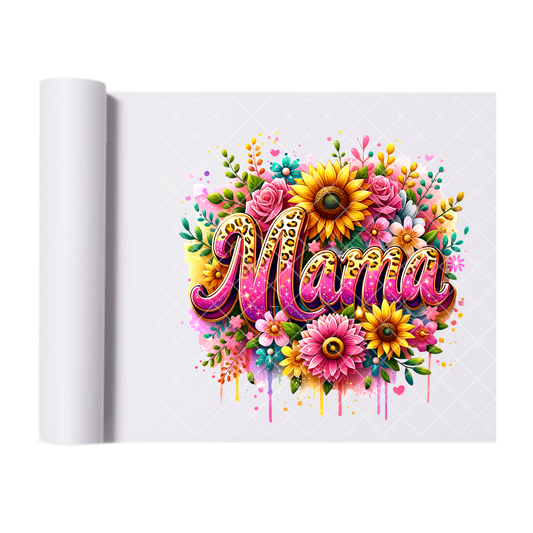 Mama Vibrant Bouquet - Direct Print Film Transfer for T-Shirts, Cotton, Polyester & Blends - High-Quality Print