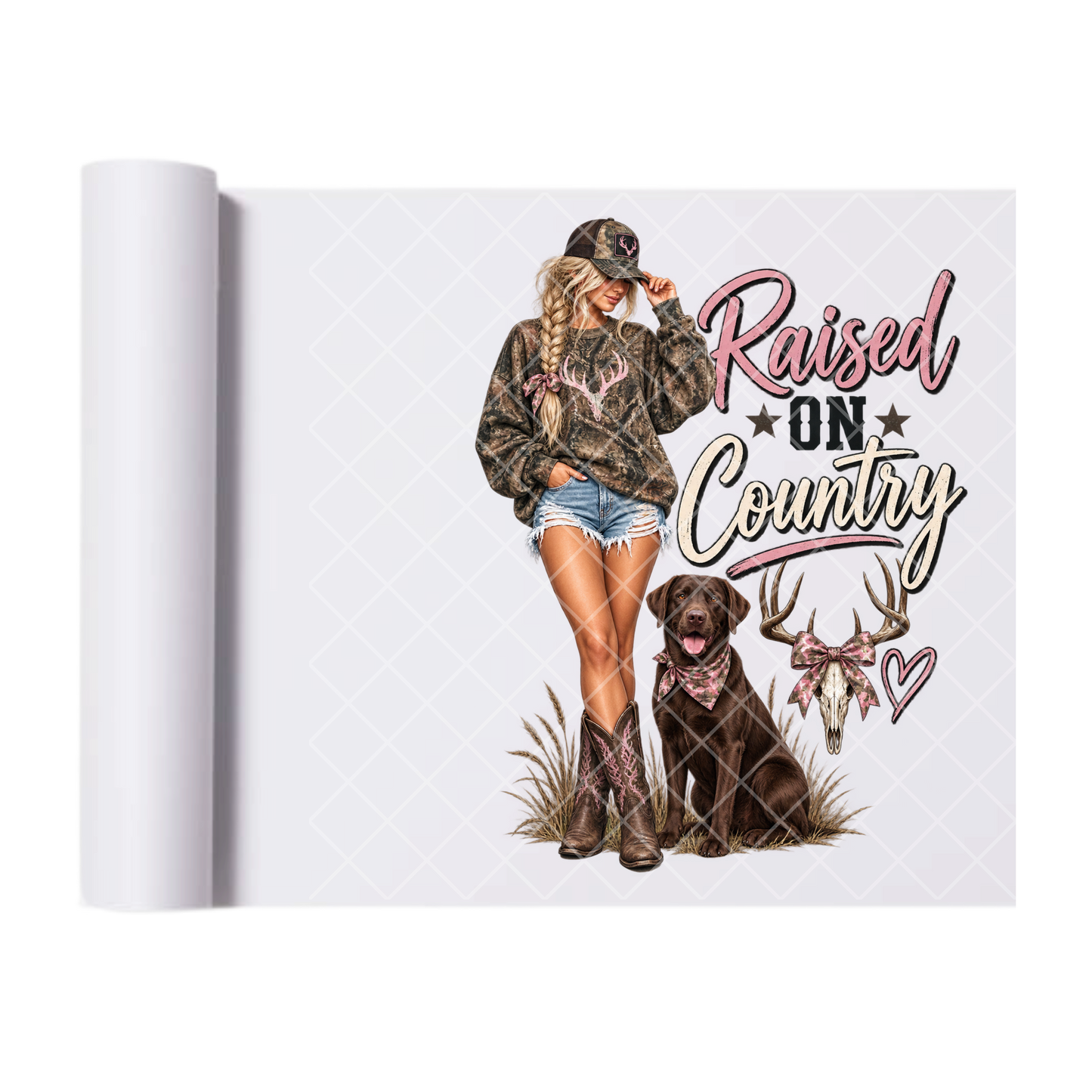 Raised On Country Blonde - Ready To Press Print Transfer for Apparel, Cotton, Polyester & Blends - High-Quality Print- Commercial Grade
