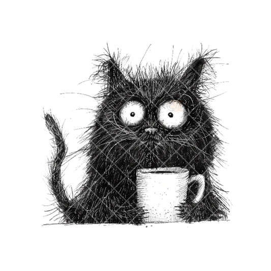 Black Cat Morning Coffee PNG File