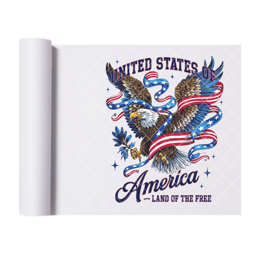 United States Land Of The Free - Direct Print Film Transfer for Trendy T-Shirts, Cotton, Polyester & Blends - High-Quality Print