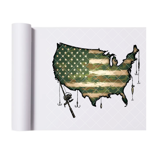 America Fishing - Direct Print Film Transfer for Trendy T-Shirts, Cotton, Polyester & Blends - High-Quality Print