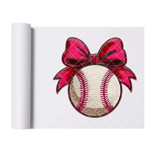 Baseball with pink bow - Direct Print Film Transfer for T-Shirts, Cotton, Polyester & Blends - High-Quality Print