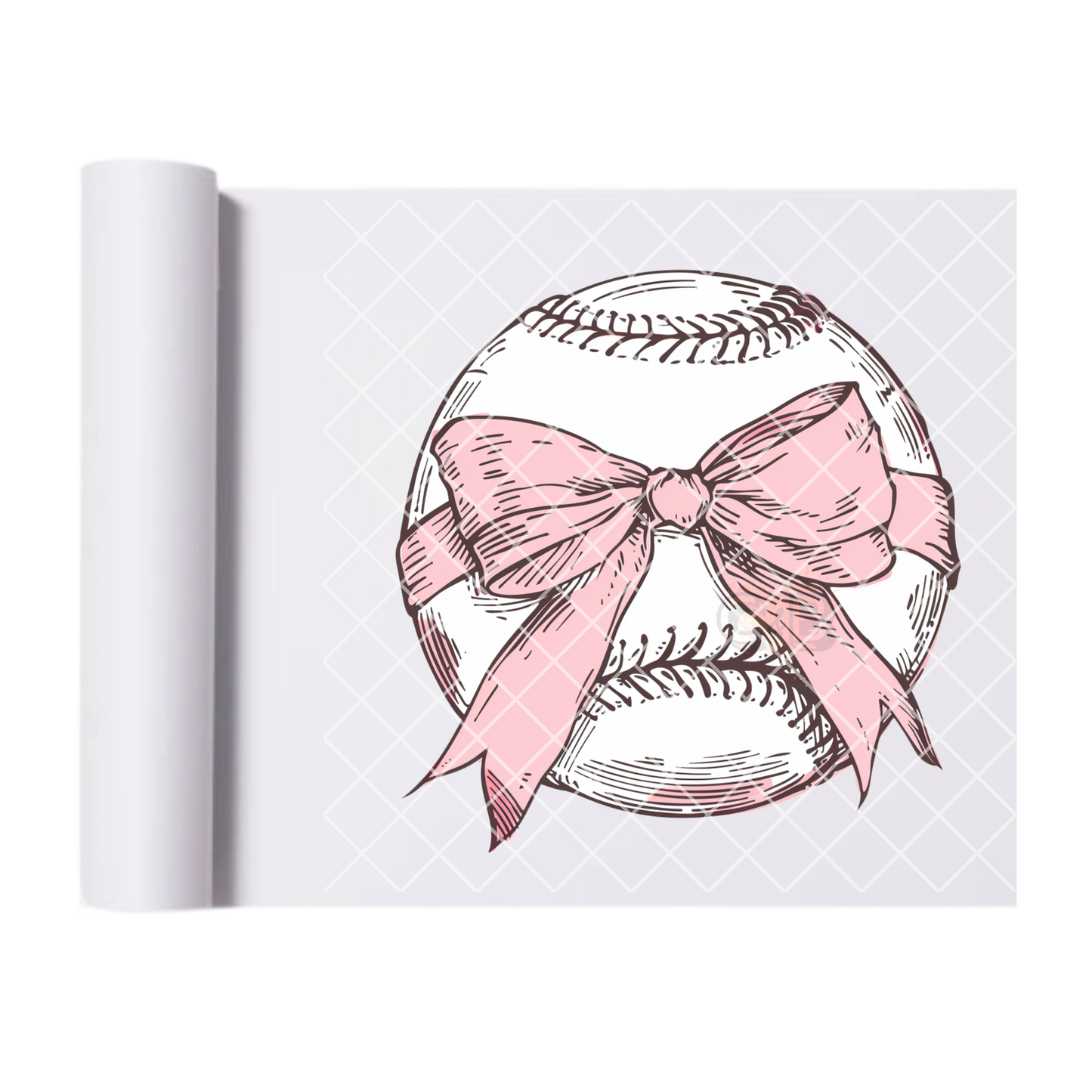 Baseball with pink ribbon bow DTF film t shirt transfer
