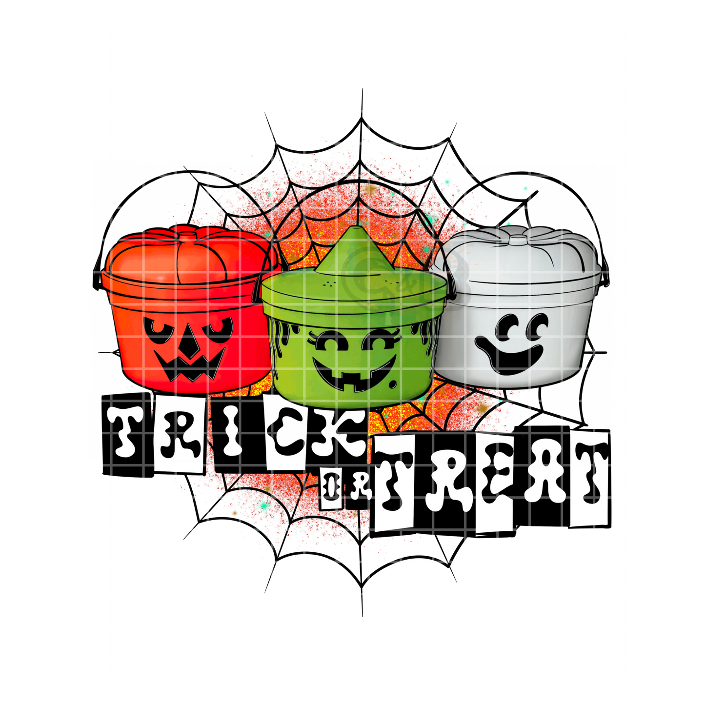 Trick Or Treat Buckets Spider Web T-Shirt