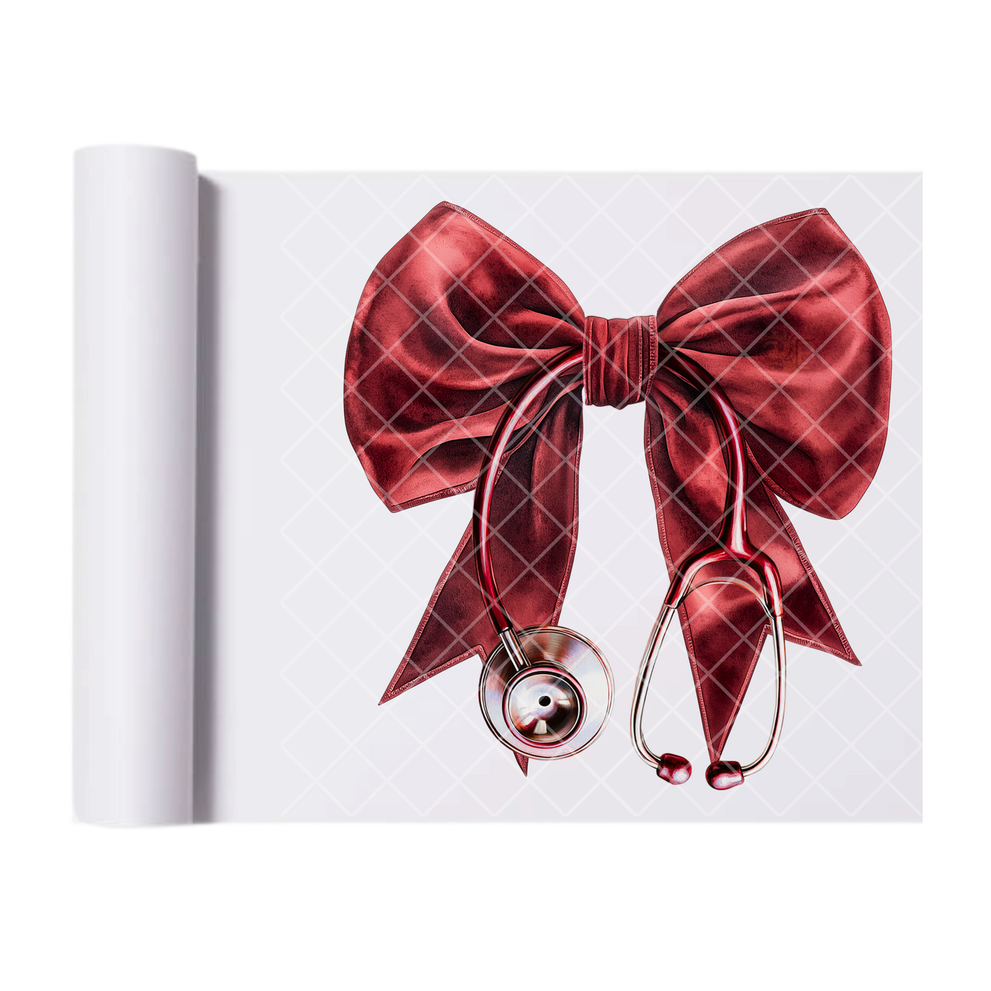 Red Velvet Nurse Bow - Direct Print Film Transfer for T-Shirts, Cotton, Polyester & Blends - High-Quality Print