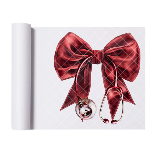 Red Velvet Nurse Bow - Direct Print Film Transfer for T-Shirts, Cotton, Polyester & Blends - High-Quality Print