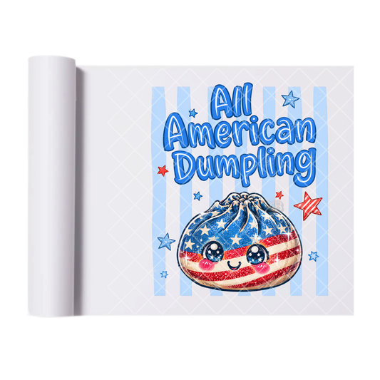 All American Dumpling USA - Direct Transfer Print, Ready To Press For T-Shirts, Cotton, Polyester & Blends - Tshirt Business Quality